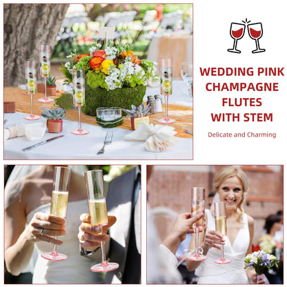 DI QIU REN 12 Pcs Acrylic Champagne Flutes, 6 OZ Clear Plastic Champagne Glasses, Unbreakable Reusable Shatterproof Stemmed Champagne Flutes Glass, Wedding Toasting Flutes for Party Wedding Holiday