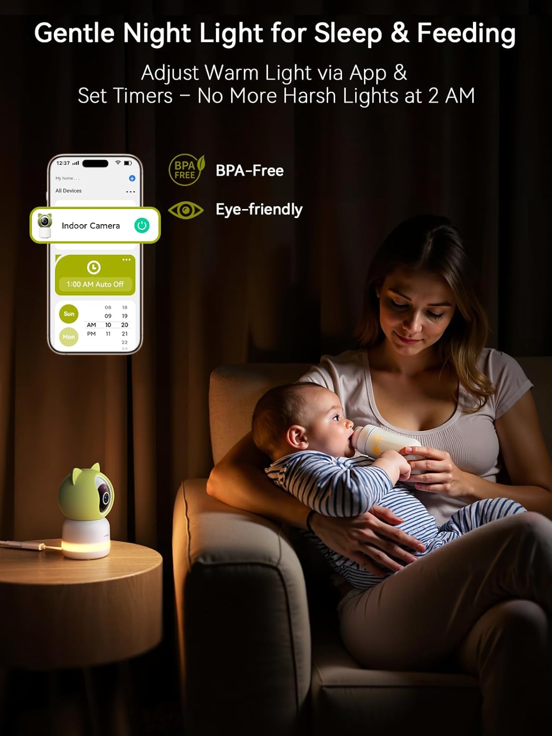 2K 4MP UHD Smart WiFi Baby Monitor PTZ Indoor Camera for Home Security, Pet Camera w/Motion Detect Auto Tracking, Real-Time Alerts, 2-Way Audio, Night Vision w/Light, Cloud & Micro SD Card Storage