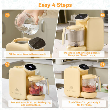 Baby Food Maker, 5 in 1 Baby Food Processor with Steaming Basket, Auto Cooking & Grinding, Touch Screen Control, Baby Steamer and Blender, Baby Food Puree Maker Warmer Mills Machine (Green)