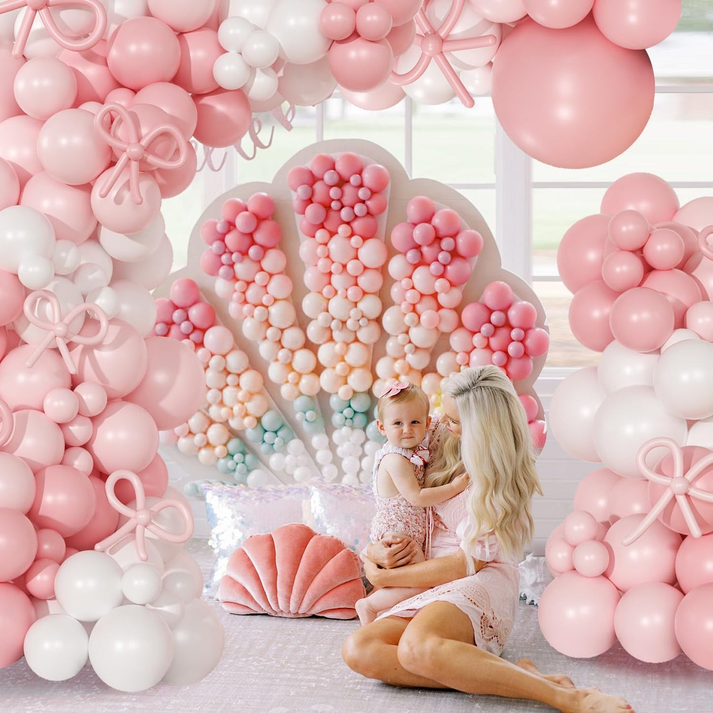 Dusty Pink Balloon Arch Kit 126 Pcs Pink and Sand White Balloon Arch Garland Kit Include Dusty Pink Sand White Balloons for Wedding Birthday Baby Shower Gender Reveal Decorations