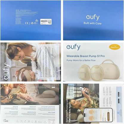 eufy Heated Wearable Breast Pump S1 Pro, Slim Hands-Free Breast Pump with Industry-Leading HeatFlow™ Tech, Wireless Charging Case, App-Controlled OptiRhythm™, Hospital-Grade Suction, in-Bra Use