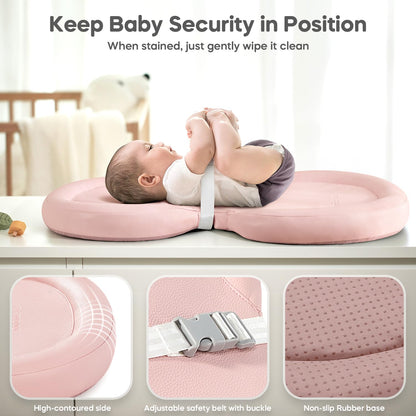 Mamatepe Baby Changing Pad, Soft, Foldable Leather Diaper Changing Pad, Waterproof & Non-Slip Wipeable, 30"X19",Pink