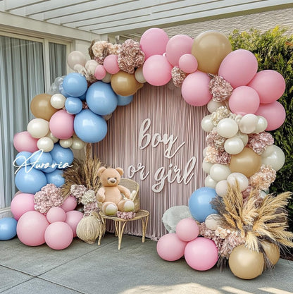 Blue Green Brown Balloon Garland Double Stuffed Dusty Blue Sage Green Balloons Olive White Sand Latex Balloon Arch Kit for Bear Baby Shower Birthday Woodland Wild One Party Decorations