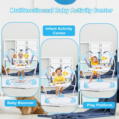 Baby Activity Center, Infant Jumpers and Bouncers with Music, Lights, Infant Toys, 360°Rotating Seat, 3 Adjustable Heights, Baby Play and Learning Center for 6+ Months