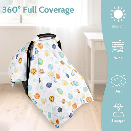 ManFaiSky Car Seat Cover Baby, Soft Carseat Covers Baby Girl, Multi-Use Nursing Cover & Infant Carseat Canopy, Pink
