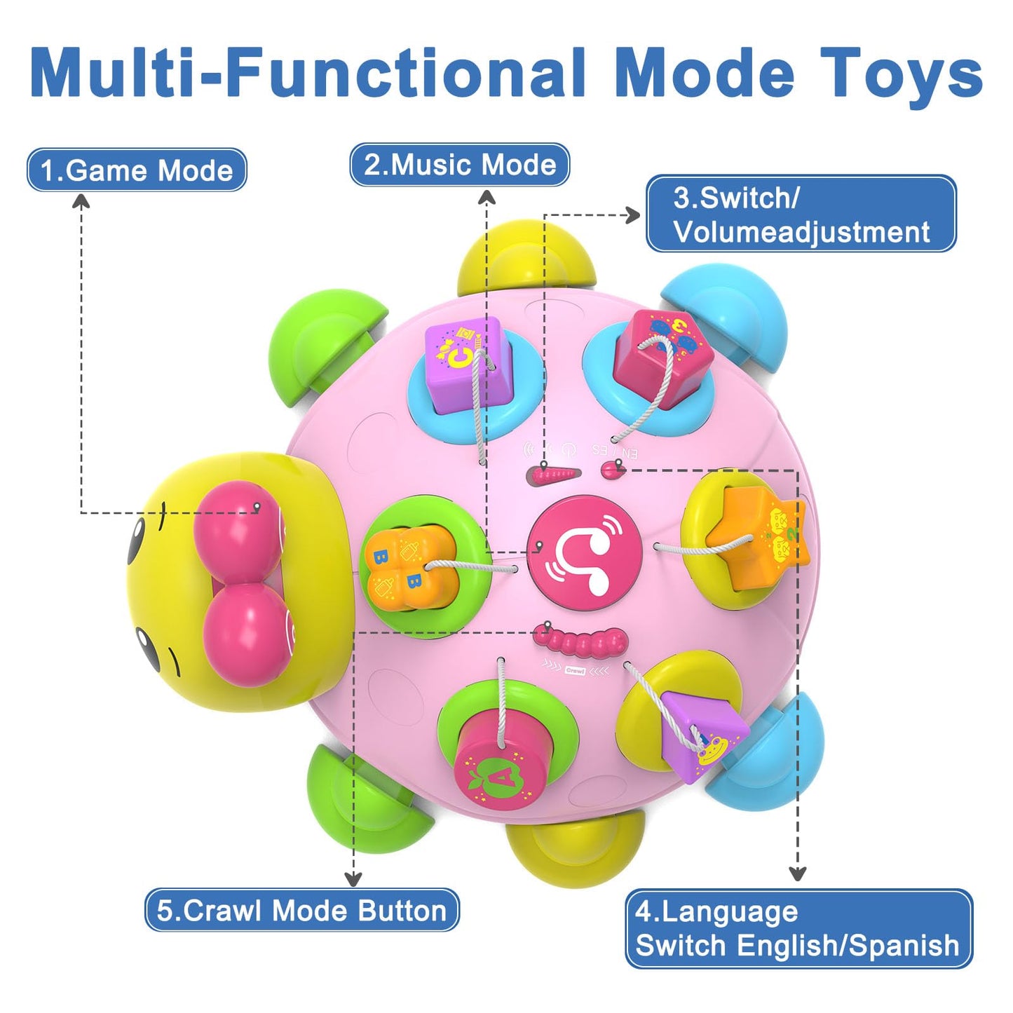 Baby Musical Ladybug Crawling Toys,Baby Toy 6-12 Months with Light-up Music, Early Educational Learning Montessori Toy, Infant Gift Toys for 7 8 9 10 11 Months 1-2 Years Old Newborn Girls (Pink)