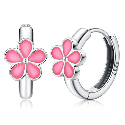 MILACOLATO 925 Sterling Silver Small Hoop Earrings Toddler 18K Gold Plated Huggie Hoop Earrings Daisy Flower Hoop Earrings for Women Hypoallergenic Earrings for Sensitive Ears