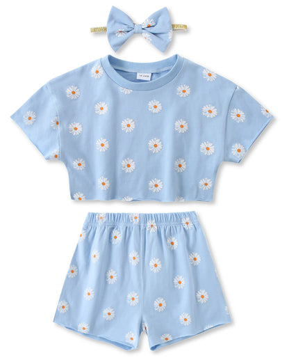 WESIDOM Toddler Girl Clothes Baby Girls Outfits 6M-5T Summer Floral Print Shirt+Shorts+Headband 3pcs Baby Clothing