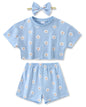 WESIDOM Toddler Girl Clothes Baby Girls Outfits 6M-5T Summer Floral Print Shirt+Shorts+Headband 3pcs Baby Clothing