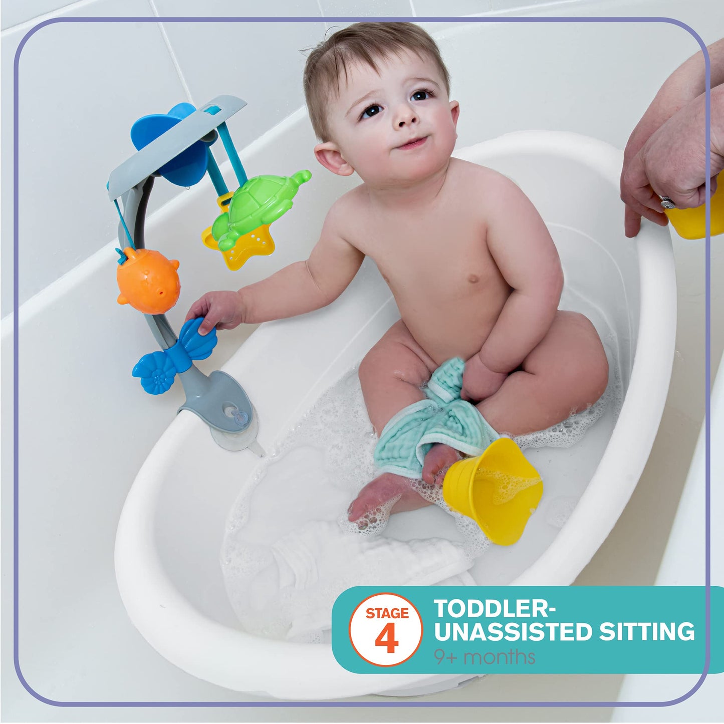 Ingenuity Room to Soak 4-in-1 Baby Bath Tub, Newborn to Toddler, Adjustable Full Coverage Sling, Supportive Seat, Includes 2 Pour & Rinse Cups, Easy Release Drain Plug, 0M+