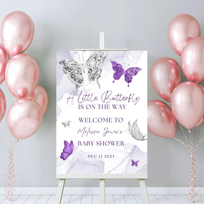 Personalized A Little Snowflake Is On The Way Welcome Sign, Pink, Girl, Winter Baby Shower Canvas
