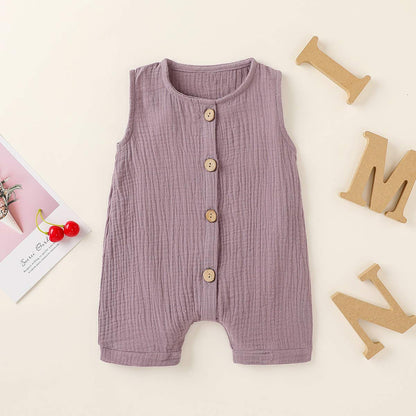 Infant Newborn Baby Boys Girls Cotton Linen Romper Summer Jumpsuit Sleeveless Overalls Clothing Set