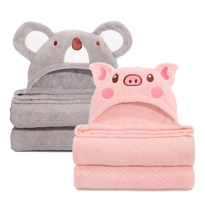 Hooded Baby Towels Boy for 0-6 Years, 50"x 32" Extra Large Toddler Bath Towels with Hood for Boys & Girls, 2-Pack Absorbent Thick Soft Gift for Kids Yellow Lion & Orange Monkey