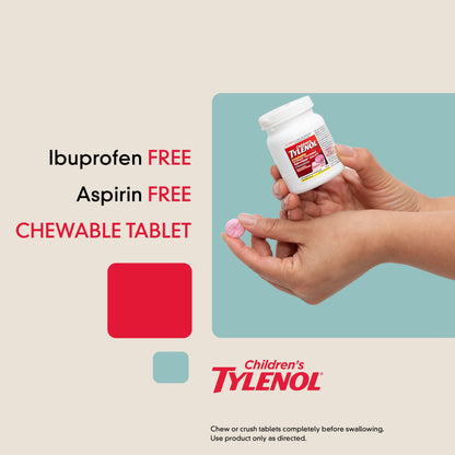 Tylenol Children's Chewables with 160 mg Acetaminophen, Pain Reliever & Fever Reducer for Kids' Cold + Flu Symptoms, Headache, Sore Throat & Toothache, Aspirin-Free, Grape Flavor, 24 ct