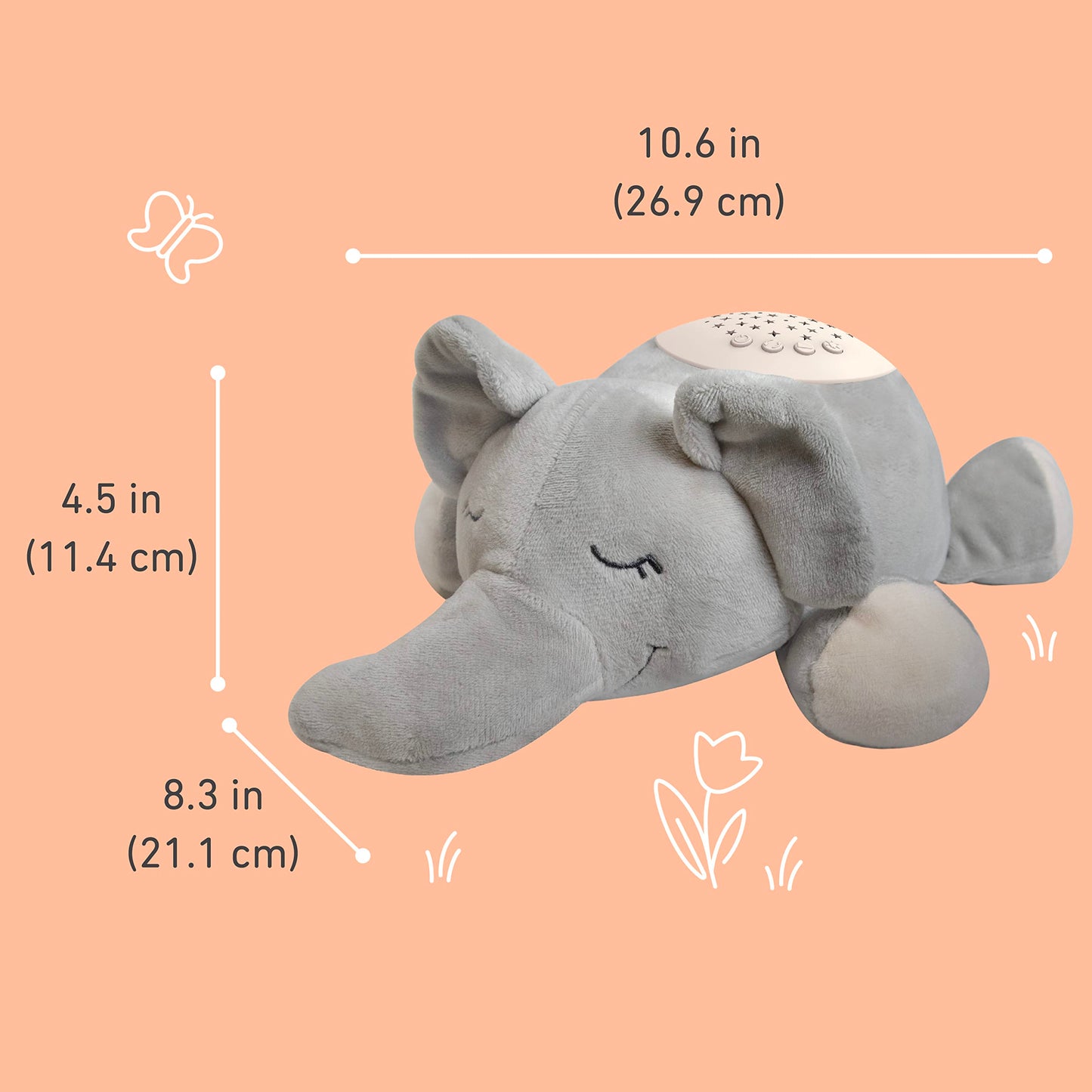PureBaby Sound Sleepers Portable Sound Machine & Star Projector - Plush Sleep Aid for Baby and Toddlers with Soothing Night Light Display, 10 Lullabies, White Noise, and Heartbeat Sounds (Unicorn)