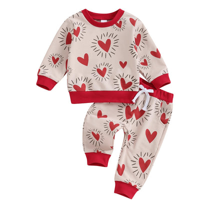 Engofs 2Pcs Toddler Baby Boy Girl Sweatshirt Tops Pants Set Long Sleeve Sweatsuit Fall Winter Outfits