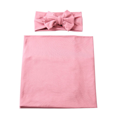 Galabloomer Newborn Receiving Blanket Headband Set Baby Flower Swaddle (vintage flower)