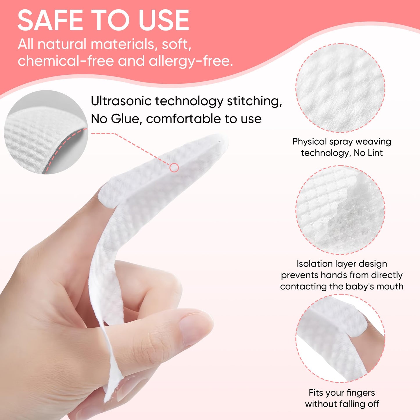 Baby Tongue Cleaner, Baby Toothbrush, 42Pcs Disposable Infant Toothbrush Clean Baby Mouth,Gauze Gum Cleaner Toothbrush Baby Oral Cleaning Stick Dental Care for 0-36 Month Baby+Free 1 Finger Toothbrush