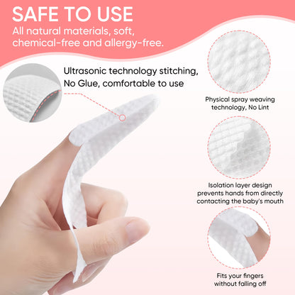 Baby Tongue Cleaner, Baby Toothbrush, 42Pcs Disposable Infant Toothbrush Clean Baby Mouth,Gauze Gum Cleaner Toothbrush Baby Oral Cleaning Stick Dental Care for 0-36 Month Baby+Free 1 Finger Toothbrush