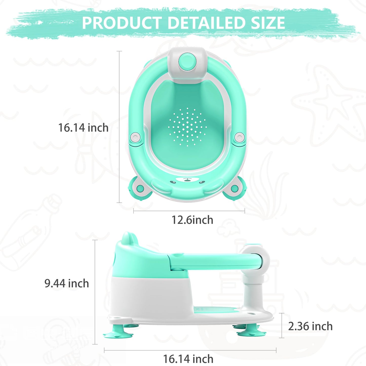 Baby Bath Seat for Babies 6 Months & Up, Toddler Bath Seats for Babies Sitting Up, Non-Slip Infant Bath Tub Chair with 4 Suction Cups & Soft Cushion for Shower, Compact Toddler Bathtub Seat, Pink
