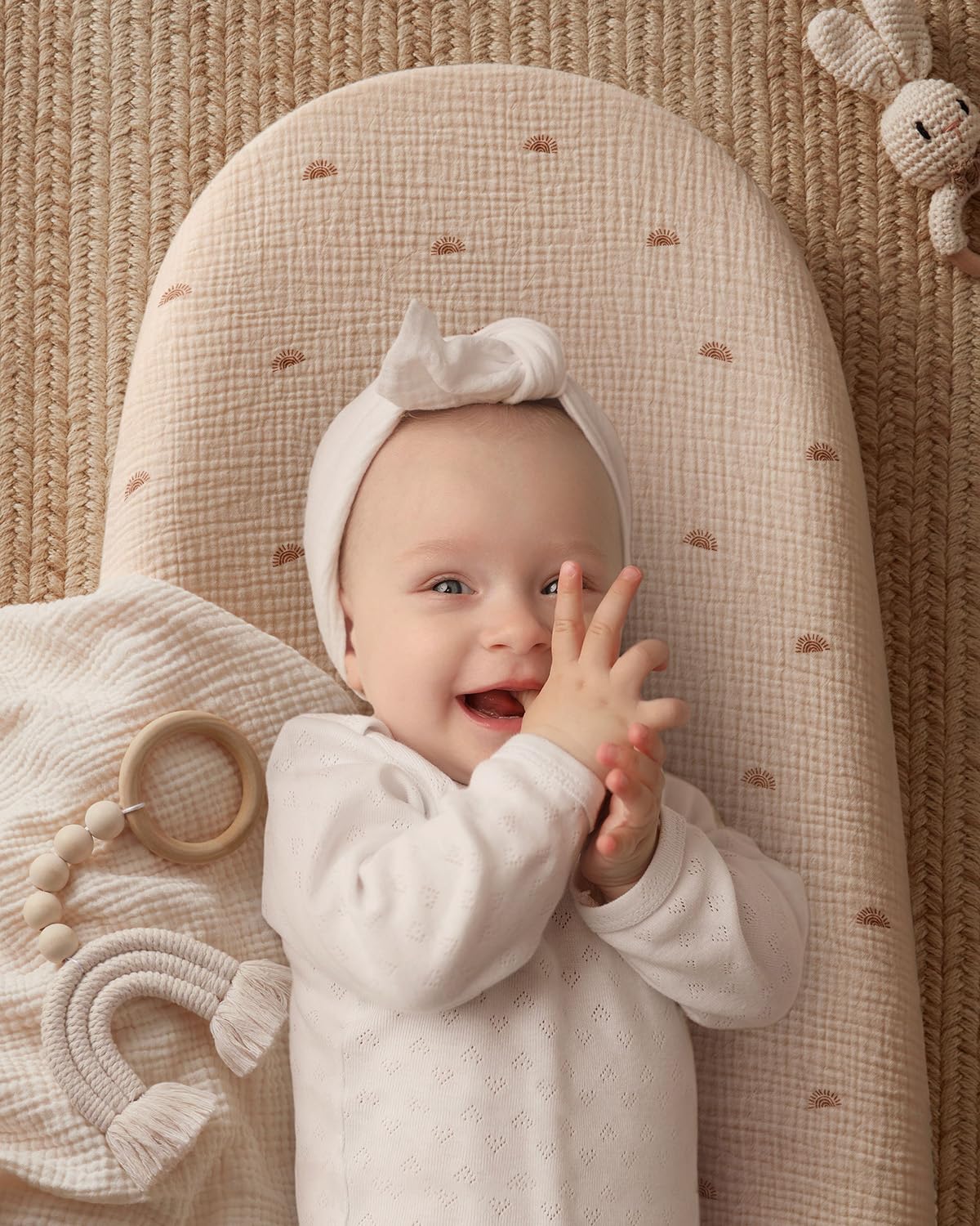 Blissful Diary Muslin Baby Changing Pad with Waterproof Lining Foam, Diaper Changing Table Pad with Cover for Dressers (Dusty Pink, Avocado)