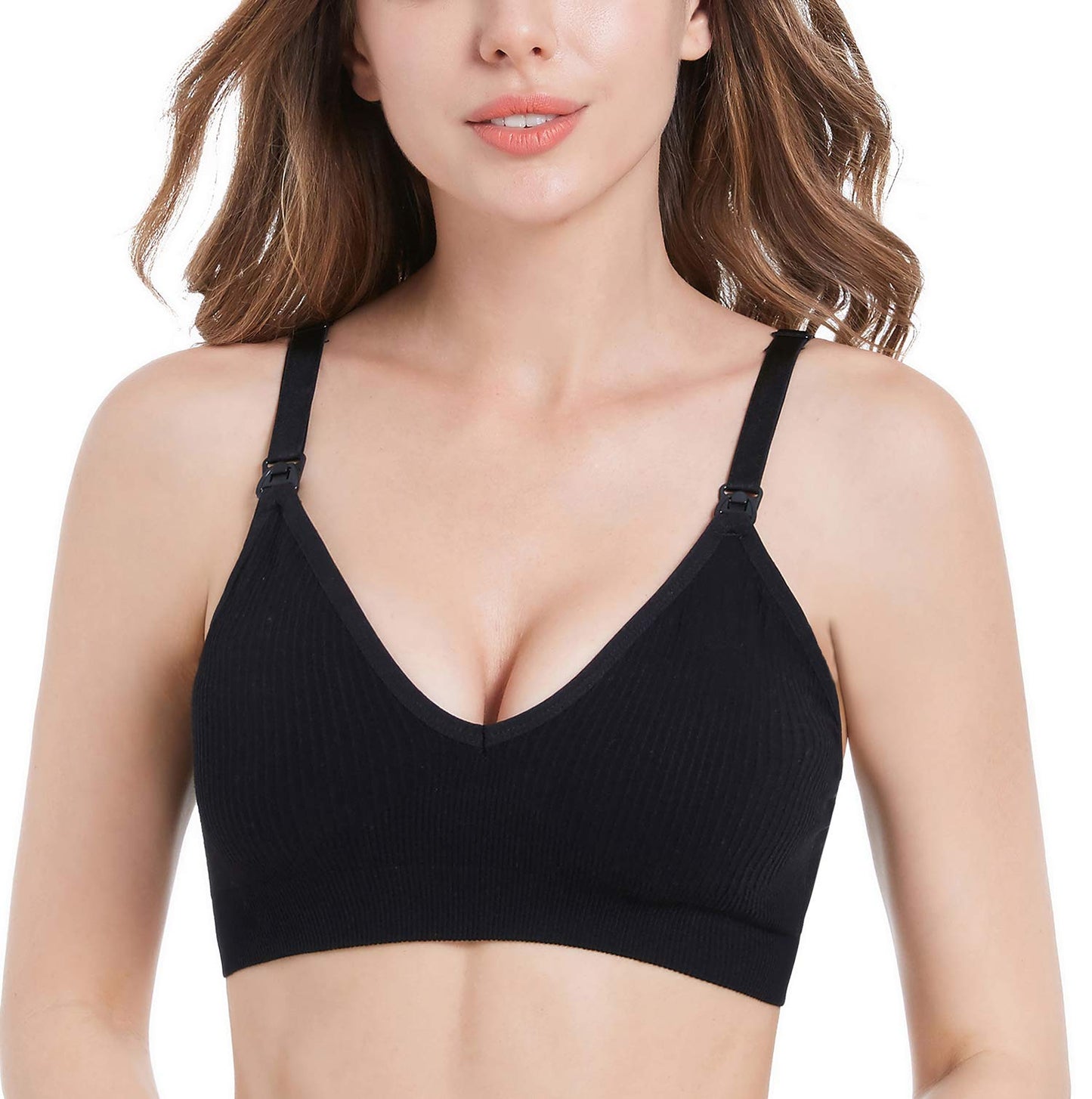 Suekaphin Nursing Bra 5pack Wireless V Neck Maternity Nursing Bra Bralette Low Cut Sleeping Breastfeeding with Extenders