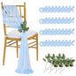 QueenDream Light Blue Sashes Chair Aisle Decorations: 24 Pack Baby Shower Chair Cover 8FT Long Tulle Draping Fabric Wedding Reception Church