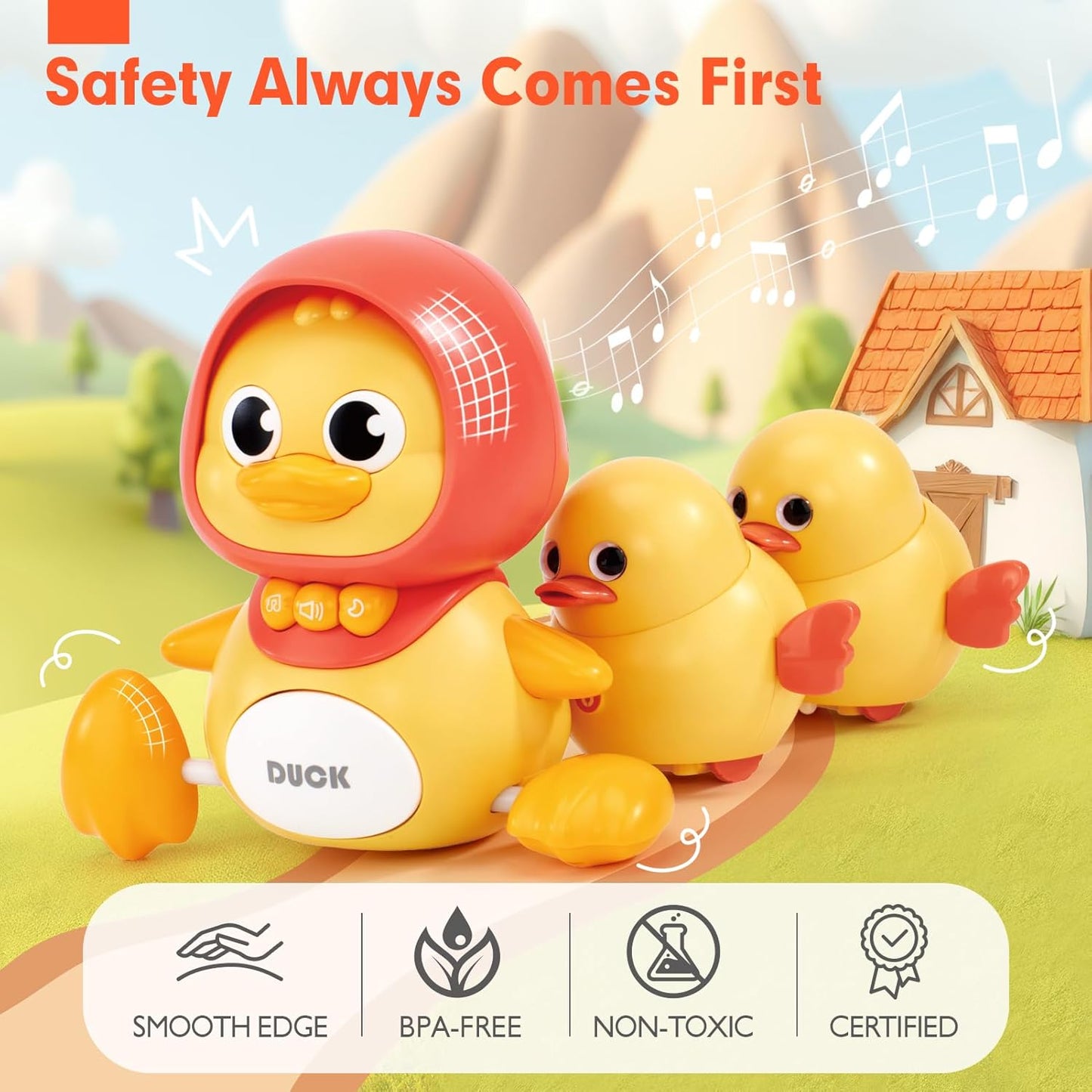 hahaland Crawling Baby Toys 6-12 Months - 3 PCS Musical Mother Duck and Ducklings Toy - Tummy Time Toys Moving Developmental 7 8 9 10 Month Old Toy Must Haves - Shower Gifts Dancing Duck for Babies