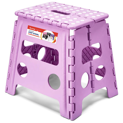 ACSTEP Folding Step Stool 9'' Tall Kids Step Stool Holds Up to 300 lb Plastic Foldable Step Stools for Kids Non-Slip Surface with Carry Handle Collapsible Stool for Home, Outdoor and Indoor(Black)