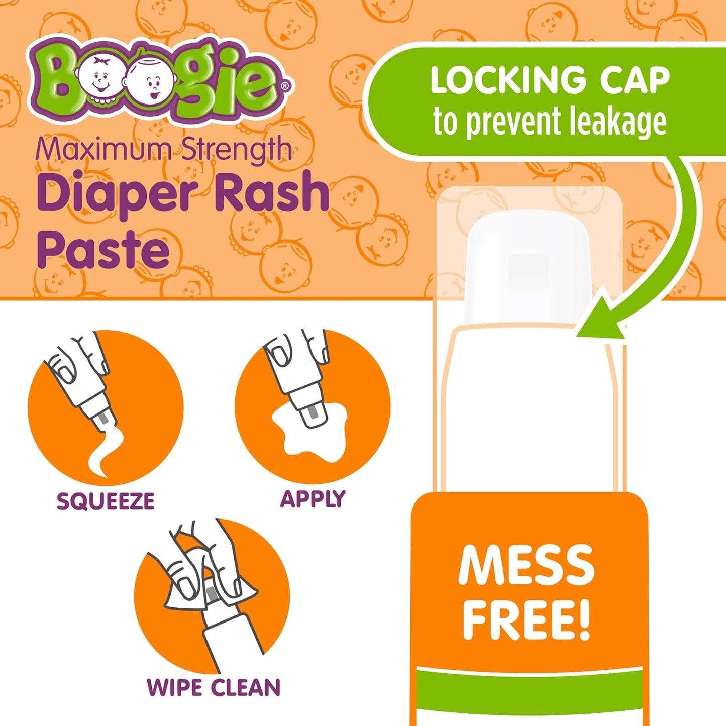 Boogie Diaper Rash Cream Spray for Baby, Travel Friendly No-Rub Touch Free Application for Sensitive Skin, Over 200 Sprays per Bottle, 1.7 oz (Pack of 3)
