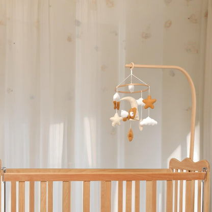 Crib Mobile for Girls, Sleeping Princess Bear Baby Mobile for Crib, Handmade Felt Crib Mobile, Baby Crib Mobile with Cloud and Stars, Nursery Baby Mobile for Bassinet (Cinnamon)