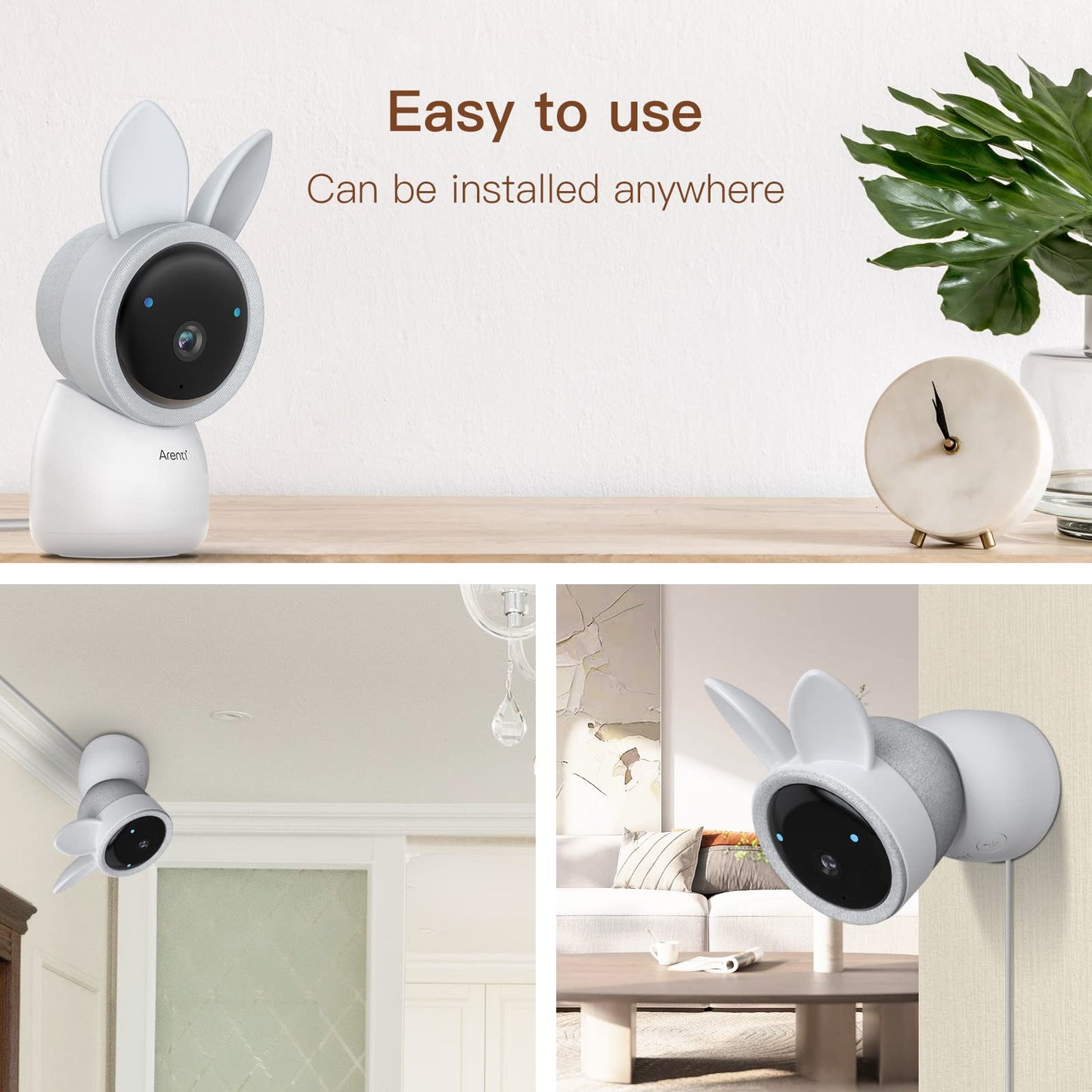 ARENTI Baby Monitor, 2K Smart Baby Camera with 5-Inch Upgraded Wireless Display, Super Night Vision, Lullabies, Cry & Motion Detection, Temp & Humidity Sensor, Two Way Audio