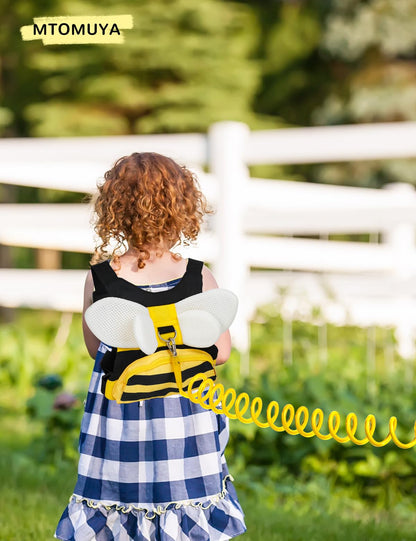 Toddler Harness with Anti Lost Wrist Link - 3-in-1 Baby Safety Leash Backpack, Adjustable Kids Walking Belt with Pocket,Child Locking Wristband for Boys & Girls for Outdoor Travel, Yellow Bee