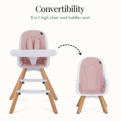 Evolur Zoodle 2 in 1 Convertible Baby High Chair in Light Gray