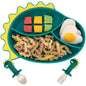 Silicone Suction Plates for Baby Toddler with Spoon Fork set Divided Dinosaurs Plates Self Feeding Training Baby Dinner Plate-Green Dinosaurs Plate Set