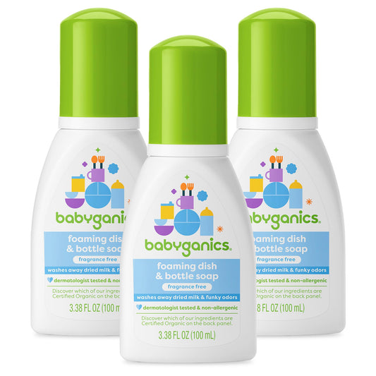 Babyganics Foaming Dish Soap, Pump Bottle, Fragrance Free, 16oz, 3 Pack