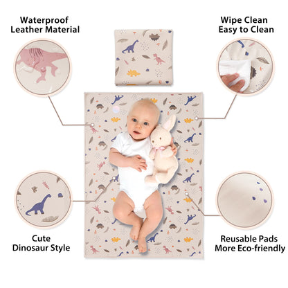 Vegan Leather Baby Changing Mat - Wipeable Portable Changing Pad, Foldable Travel Changing Mat for Baby, Newborns Toddlers Shower Gifts (Flower,20"*28")