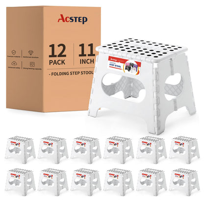 ACSTEP Folding Step Stool 9'' Tall Kids Step Stool Holds Up to 300 lb Plastic Foldable Step Stools for Kids Non-Slip Surface with Carry Handle Collapsible Stool for Home, Outdoor and Indoor(Black)