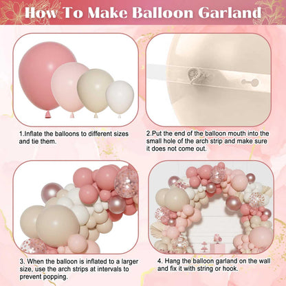 Ouddy Party Dusty Pink Balloons Arch Garland Kit, Different Sizes 18 12 10 5 Inch Boho Pink White Sand Latex Metallic Confetti Balloon for Girl Baby Shower Mothers Day Birthday Party Decorations
