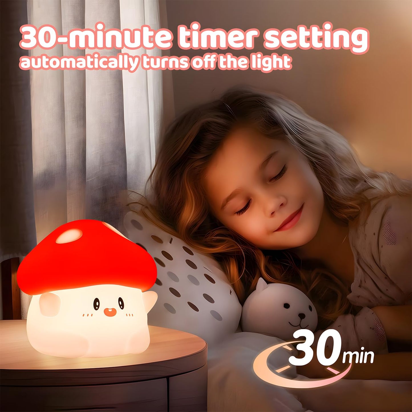 DuDu Duck Night Light, Cute Duck Lamp, Squishy Silicone Nightlight for Bedrooms with 30 Minutes Timer, Rechargeable Bedside Lamp with Touch Control for Bedrooms, Living Room