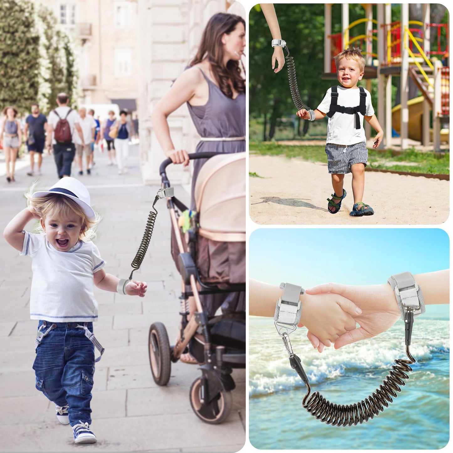 Accmor Toddler Harness with Leash, Cute Dinosaur Kids Harness + Anti Lost Wrist Link, Mini Child Harness Leash Wristband Strap Belt Protector for Baby Boys Girls to Outdoor Travel (Blue)