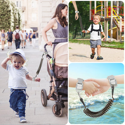 Accmor Toddler Harness with Leash, Cute Dinosaur Kids Harness + Anti Lost Wrist Link, Mini Child Harness Leash Wristband Strap Belt Protector for Baby Boys Girls to Outdoor Travel (Blue)