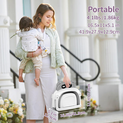 Collapsible Baby Bathtub for Newborn to Toddler (0-18 M) - Portable Baby Tub with Thermometer, Newborn Bathtub with Soft Towel and Floating Cushion (Brown)