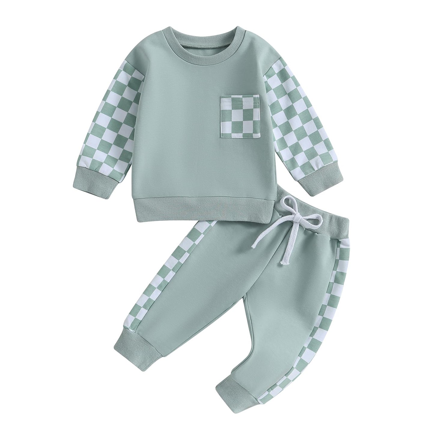 Toddler Baby Boy Fall Winter Outfit Contrast Color Long Sleeve Sweatshirts Stretch Jogger Pants Newborn Clothes Set