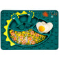 Silicone Suction Plates for Baby Toddler with Spoon Fork set Divided Dinosaurs Plates Self Feeding Training Baby Dinner Plate-Green Dinosaurs Plate Set