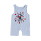 Baby Boy Summer Clothes Sleeveless Embroidery Dinosaur Striped Retro Romper Jumpsuit Smocked Shortall