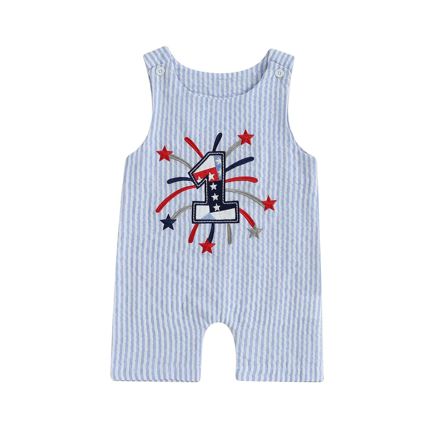 Baby Boy Summer Clothes Sleeveless Embroidery Dinosaur Striped Retro Romper Jumpsuit Smocked Shortall