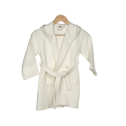 D&D Collection Kids Muslin Bathrobe Poncho, Organic Turkish Cotton Hooded Bath Towel, Premium Soft Muslin, for Girls Boys