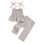 Toddler Baby Girl Clothes Tie-Up Strap Ruffle Camisole Tops Linen Pants Set Little Girls Summer Outfits