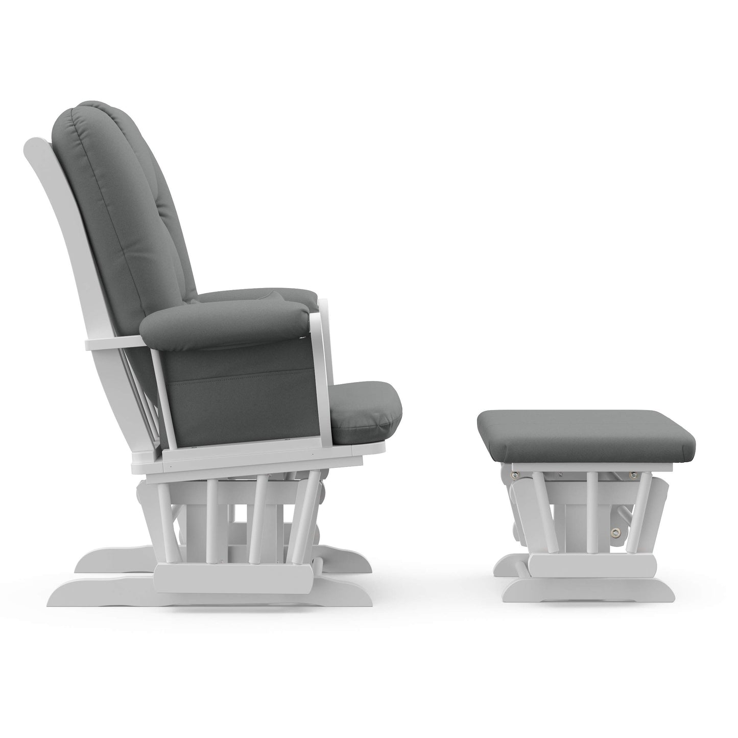 Storkcraft Tuscany Custom Glider and Ottoman with Free Lumbar Pillow (White/Slate Gray Swirl) - Cleanable Upholstered Comfort Rocking Nursery Chair with Ottoman